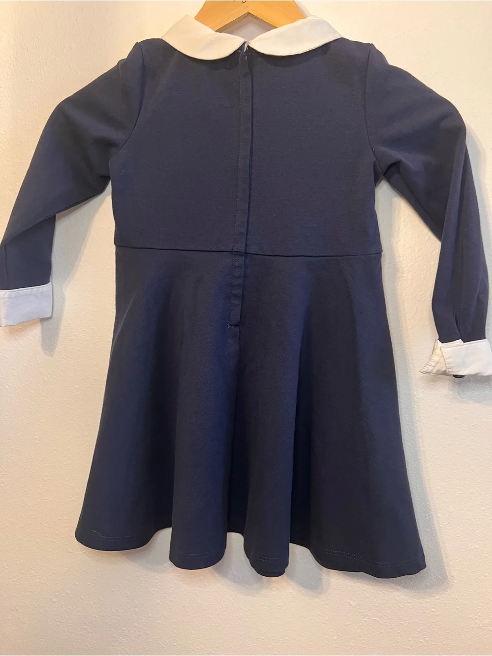 Hope & Henry Girls Navy Dress with White Collar